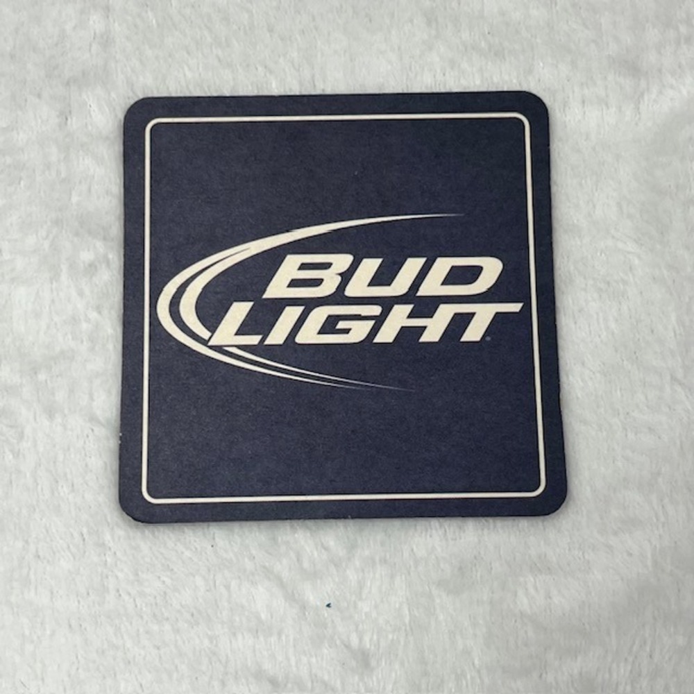 Bud Light Beer Coaster Brewed & Bottled in Baldwinsville NY New York Navy Blue